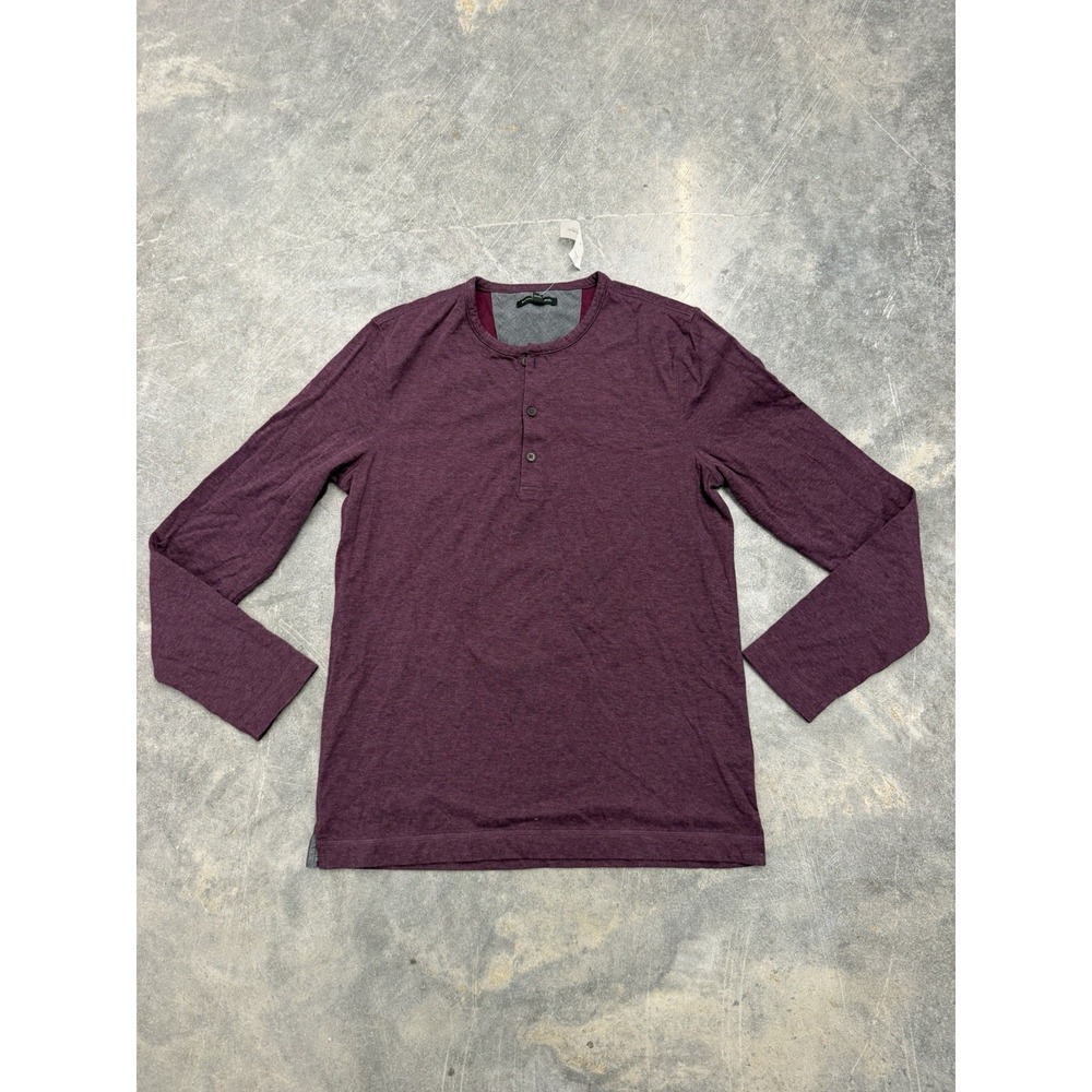 Banana Republic Men's Burgundy Long Sleeve Cotton Pullover Henley Shirt Medium